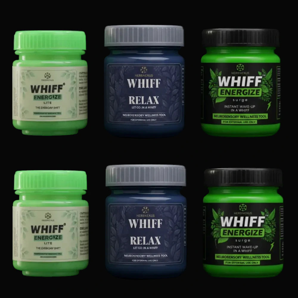 WHIFF Core Balance Pack with two Energize Lite, two Relax and two Energize Surge jars